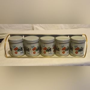 Vintage Meister 5 piece Tin Cannister Set